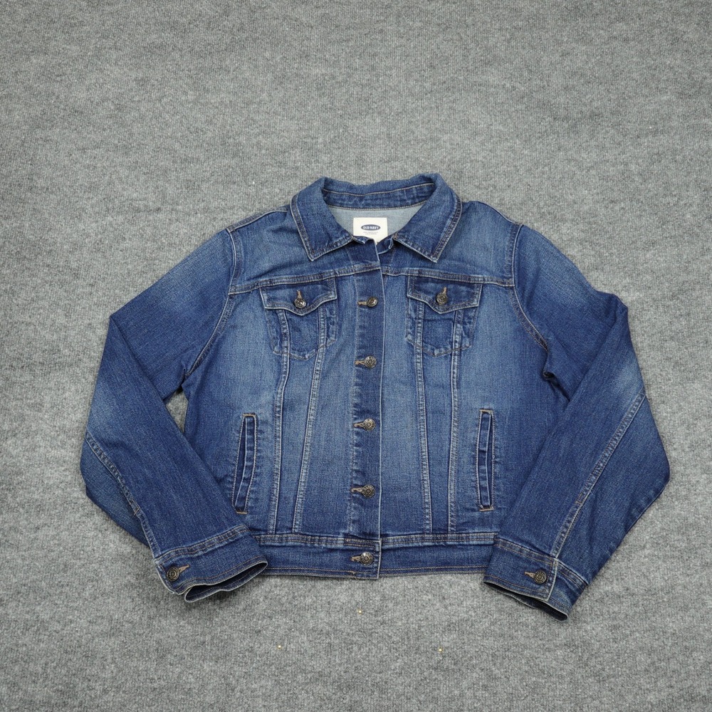 Old Navy Jacket Womens XL Blue Denim Trucker Classic Casual Layering Long Sleeve